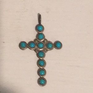 Real silver and turquoise cross / needs chain